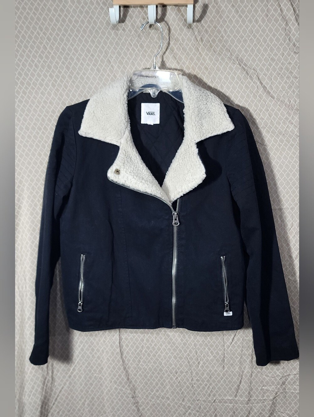 Vans Sherpa Moto Black Jacket Women's Medium Used Great Shape